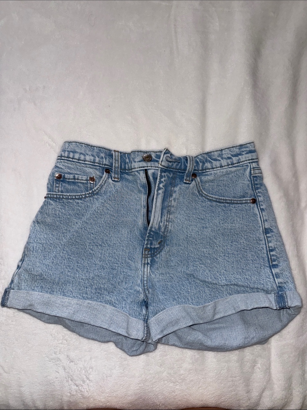 Abercrombie & Fitch Light Blue Rolled-Hem Denim Shorts